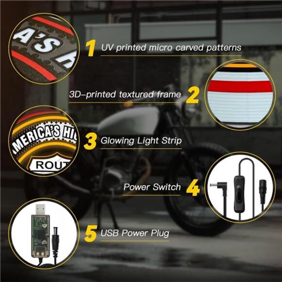 Route 66 LED Neon Sign Light Harley Motorcycle Retro 3D Garage Shop Man Cave NEW - Picture 6 of 8